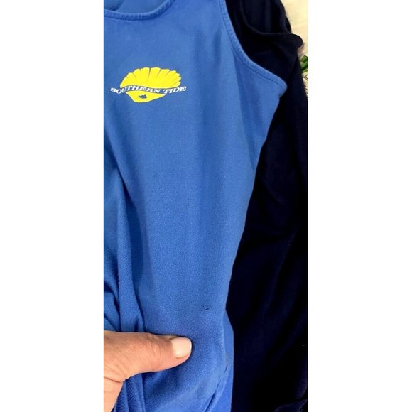 Southern Tide Womens Sleeveless Tank Shirt Top Sz S Blue Yellow Shell Beach - Picture 8 of 10